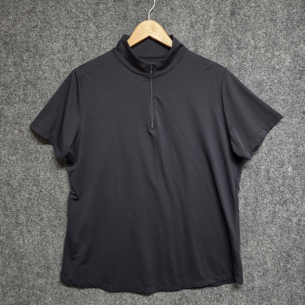 IBKUL Shirt Womens XL Black 1/4 Zip Solid Pickleball Golf Outdoors Short Sleeve